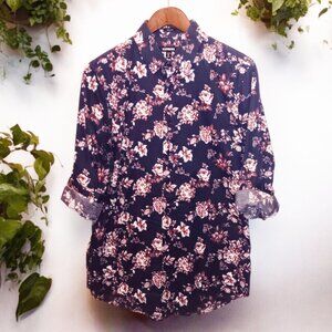 Express ★ Men's Casual Button-Up Dress Shirt ★ Baxter Summer Floral Print